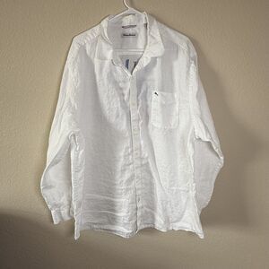 Tommy Bahama 100% Linen Long Sleeve White USA American Flag 1993 Shirt Mens 3XL
